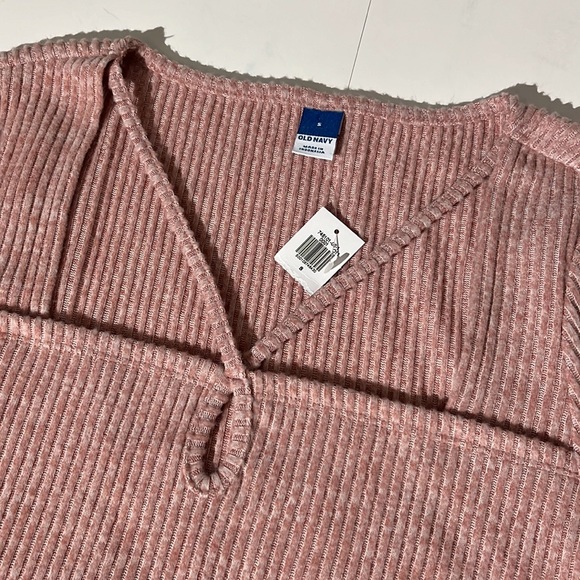 Old Navy Pink Ribbed Long Sleeve Top Shirt Blouse Small NEW! square neckline - Picture 3 of 7